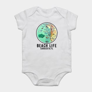 Sarasota Florida Beach Life coastal Living Vintage Map Vibe Baby Bodysuit